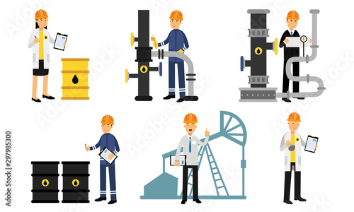The Exploration And Production Life Cycle Of Oil And Gas Vector Illustration Set Isolated On White Background