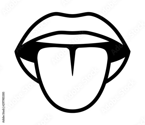 Mouth sticking tongue out or lick line art vector icon for apps and websites photo