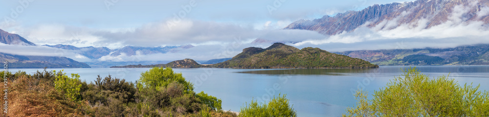 Pigeon and Pig Islands on Wakatipu lake near Glenorchy and Queenstown, New Zealand Pigeon and Pig Islands on Wakatipu lake near Glenorchy and Queenstown, New Zealand