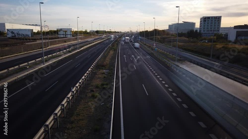 Moyion lapse of traffic at the morning in the highway. photo