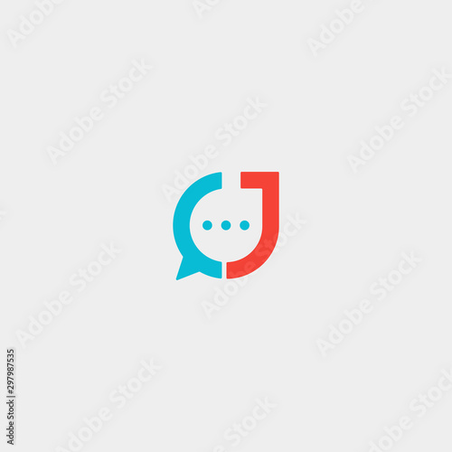 Letter J Chat Logo Template Vector Design
