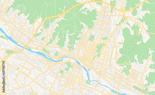 Printable street map of Ashikaga, Japan