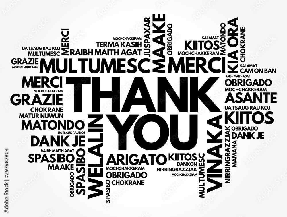 Thank You word cloud in different languages, concept background Stock ...