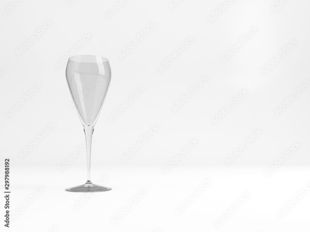 Obraz premium Empty sparkling wine tulip glass 3d