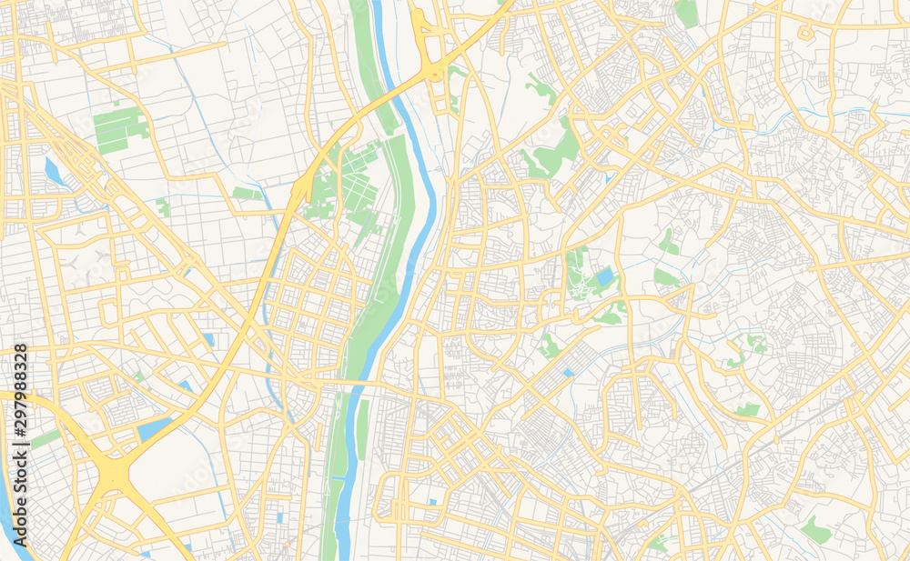 Printable street map of Nagareyama, Japan
