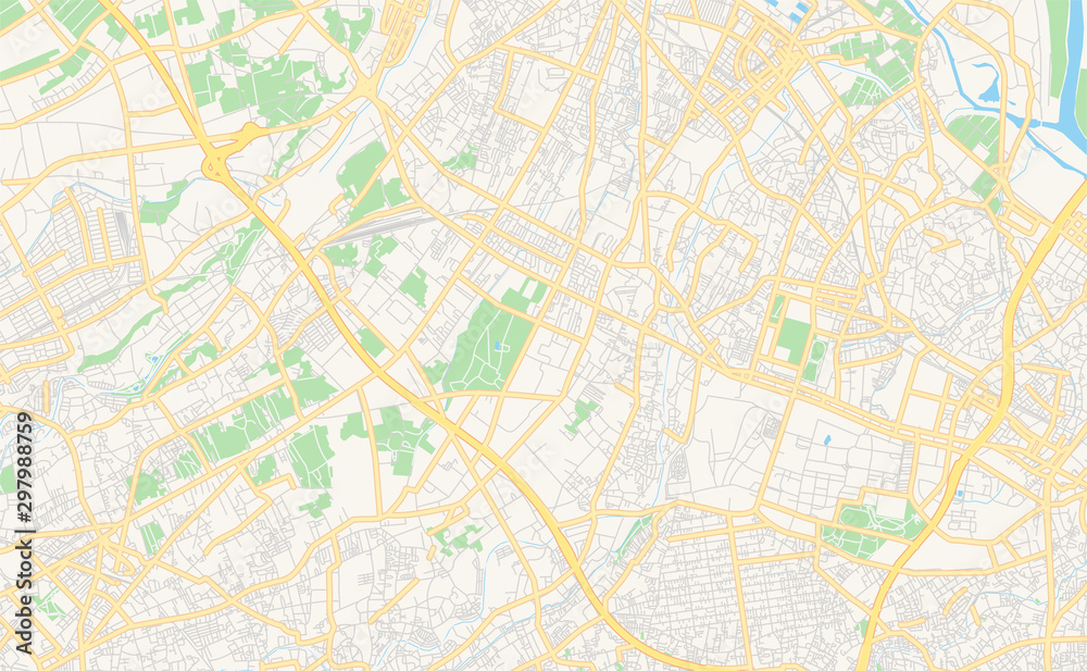 Printable street map of Niiza, Japan
