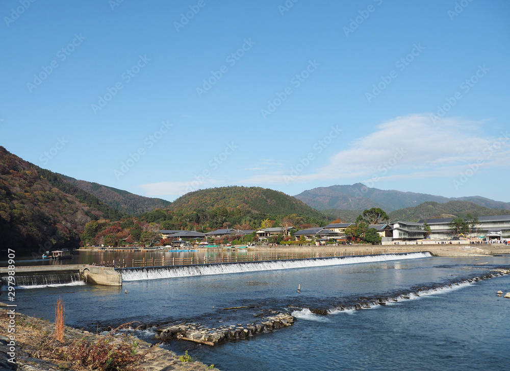 Japan Kyoto Arashiyama river view Japan Kyoto Arashiyama river view