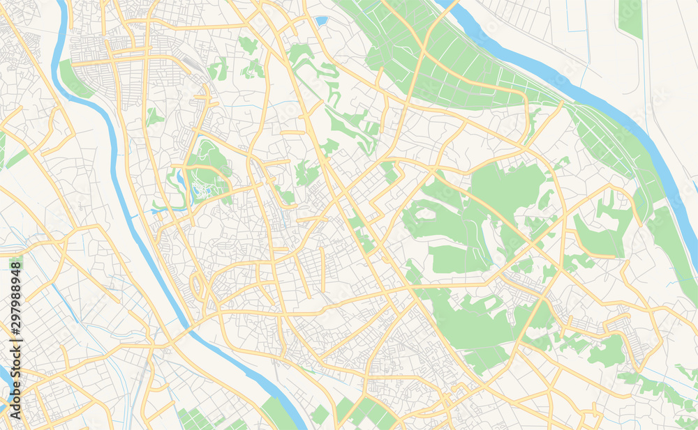 Printable street map of Noda, Japan