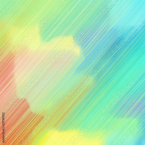 futuristic concept of colorful speed lines with pale green, medium turquoise and pale golden rod colors. good as background or backdrop wallpaper. square graphic with strong color
