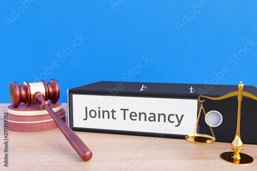 Joint Tenancy – Folder with labeling, gavel and libra – law, judgement, lawyer photo