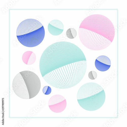 wired balloons illustration retro cream pink green
