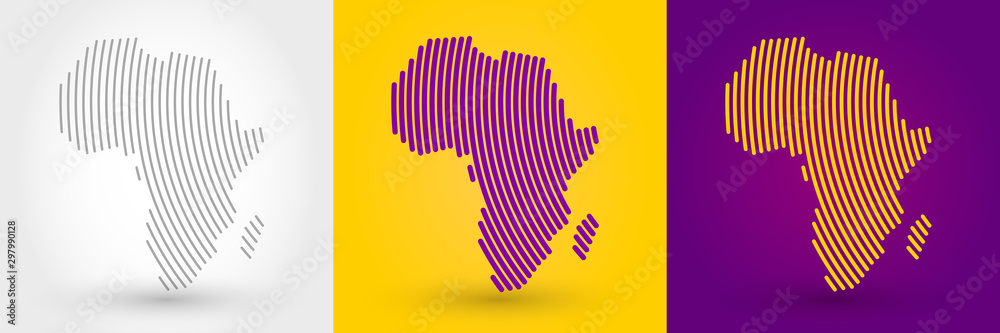 Striped map of Africa - obrazy, fototapety, plakaty 