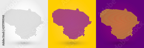 Striped map of Lithuania