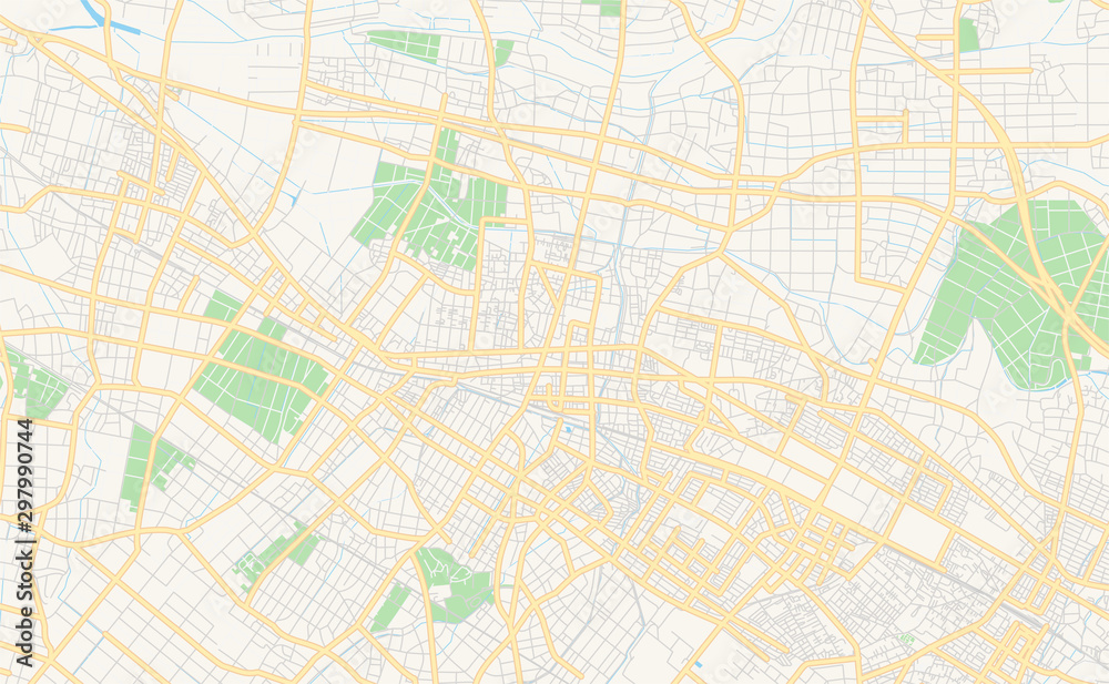 Printable street map of Fukaya, Japan
