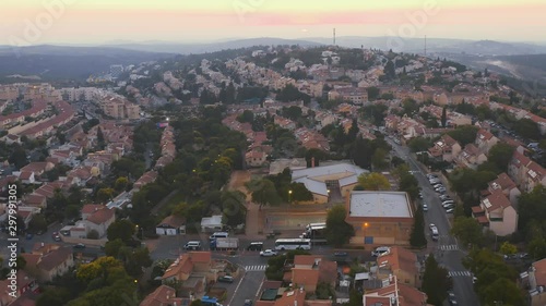 Ariel, Israeli settlement in Samaria, 4k aerial drone view photo