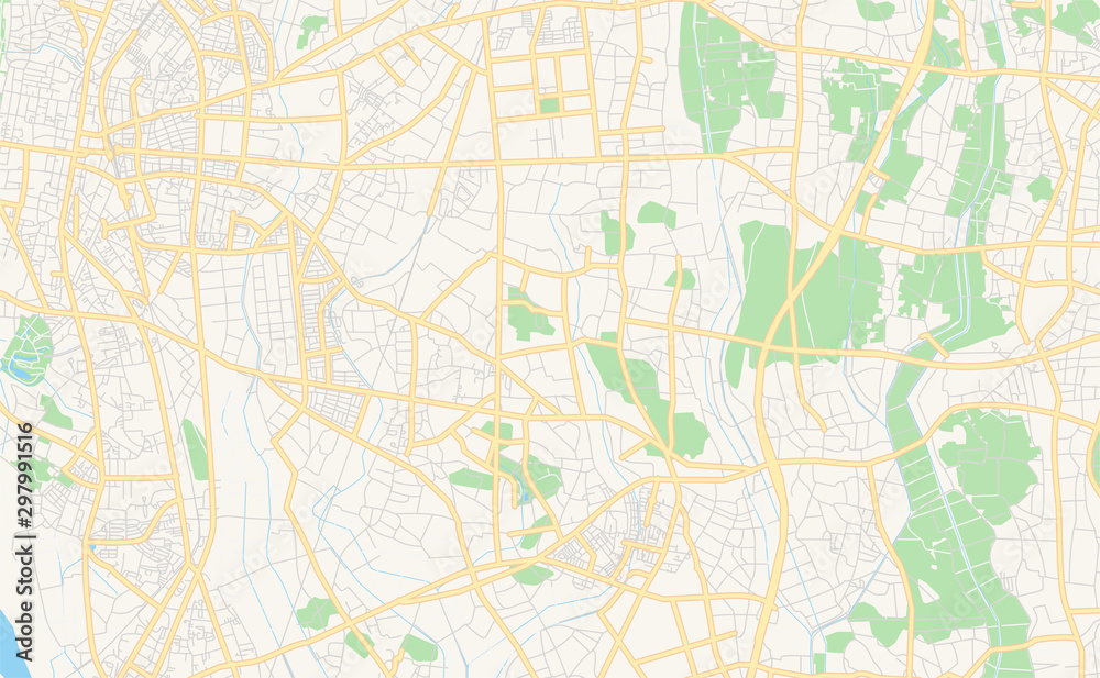 Printable street map of Koga, Japan