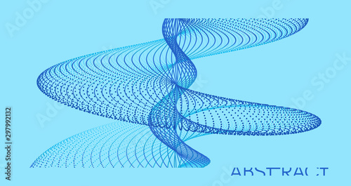 Sound waves. Big data visualization. Array with dynamic particles. Abstract grid design. 3d vector illustration for science or technology.