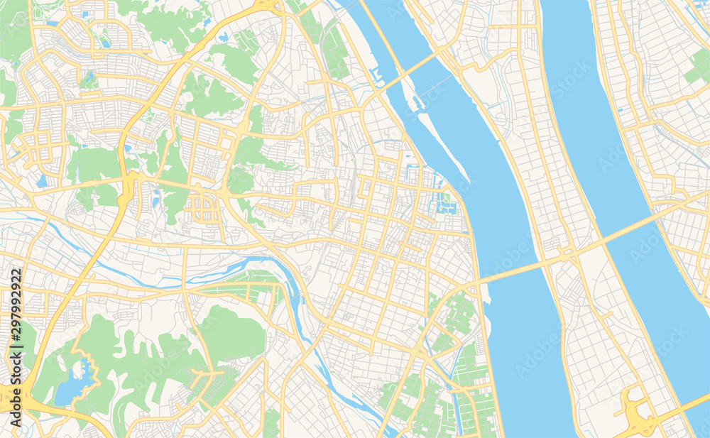 Printable street map of Kuwana, Japan