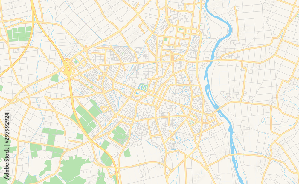 Printable street map of Tsuruoka, Japan