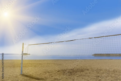 Beach a volleyball court at sea. Bright sunny day. © Nick Vakhrushev