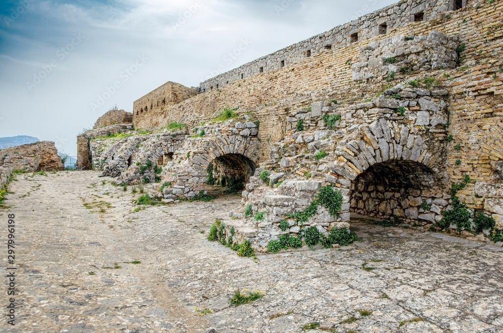 The inner courtyard of Palamidi Castle in Nafplion city, Greece. The inner courtyard of Palamidi Castle in Nafplion city, Greece.