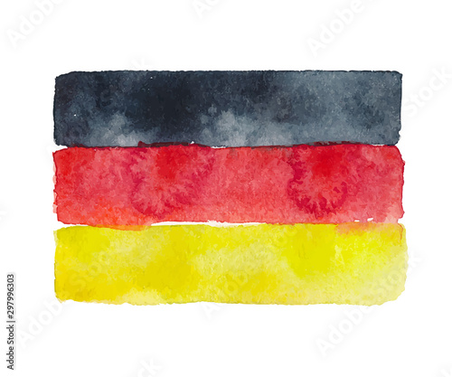 Watercolor flag of Germany. Isolated country symbol on white background