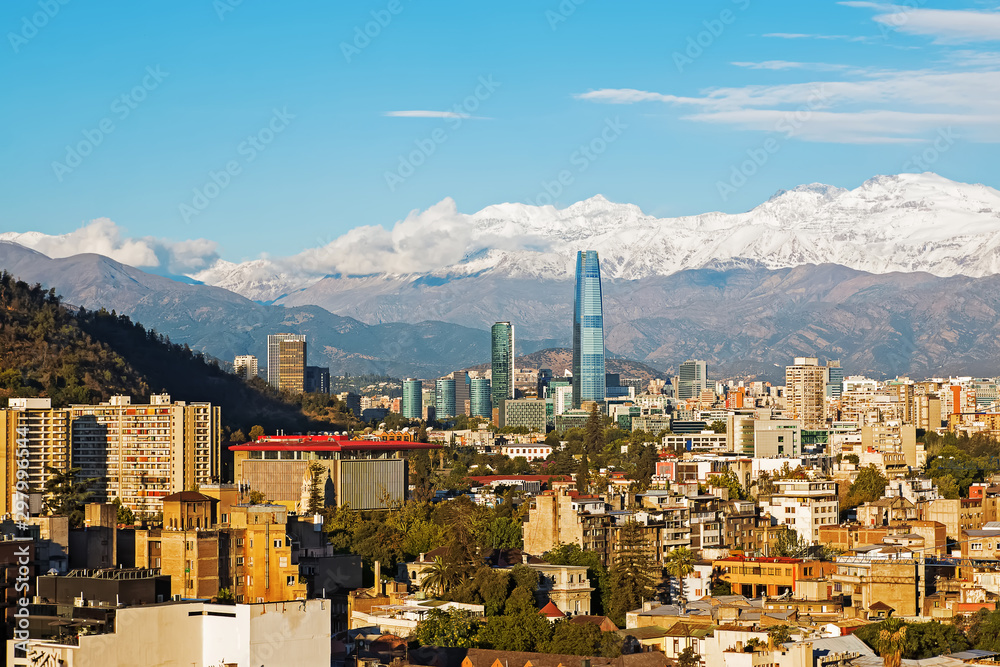 Santiago de Chile landscape on clear sunny day