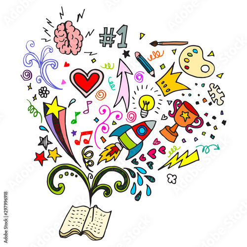 Hand drawn of Creative book design illustration concept for creative process on a white background. vector illustration.