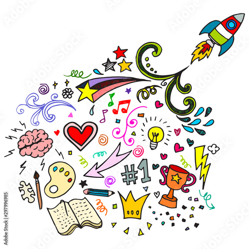 Hand drawn of Creative rocket design illustration concept for creative process on a white background. vector illustration.