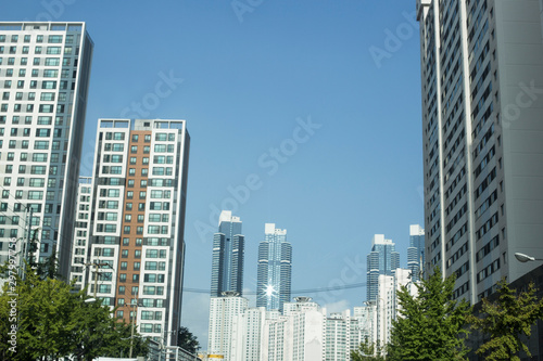 High rise apartment buildings isolated
