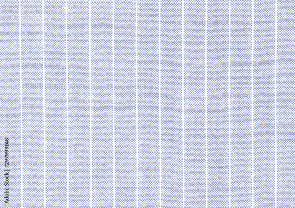 Delicate light blue linen fabric with visible weave texture. White and blue striped fabric. High resolution - obrazy, fototapety, plakaty 