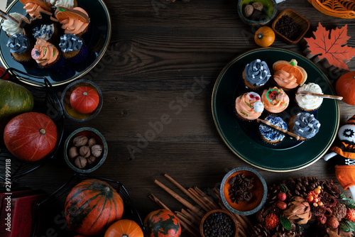 Halloween background concept. Cookies prepared for Halloween.