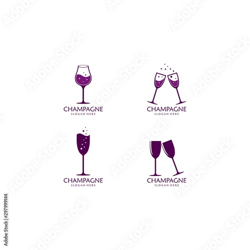 Champagne logo vector icon illustration design 