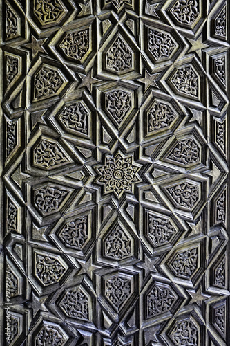 Carved pattern on wood background texture