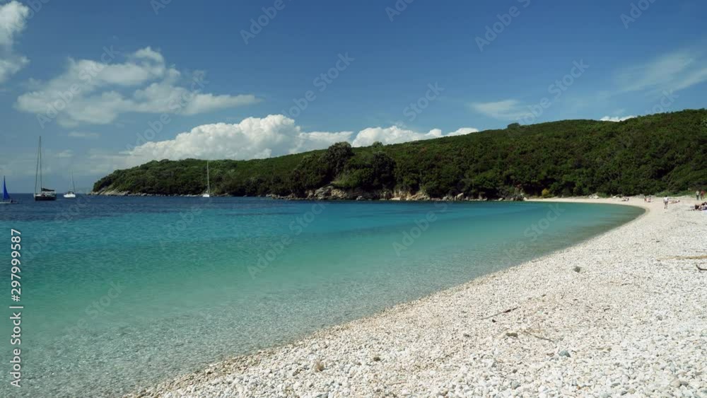 Headland of Greece. Landscape of Mediterranean sea on the beach in Corfu. 4K Headland of Greece. Landscape of Mediterranean sea on the beach in Corfu. 4K