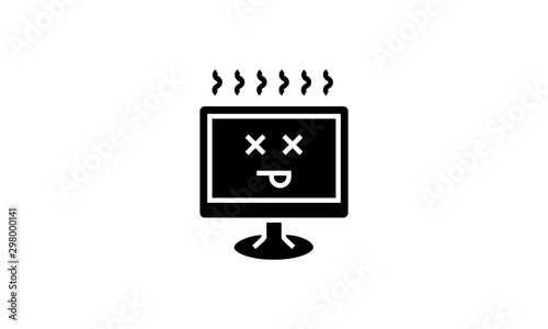 Black broken or damaged pc vector icon