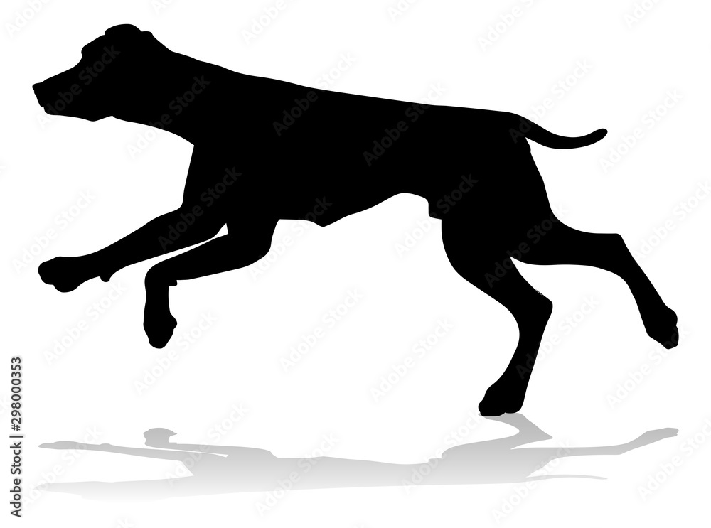 A detailed animal silhouette of a pet dog A detailed animal silhouette of a pet dog