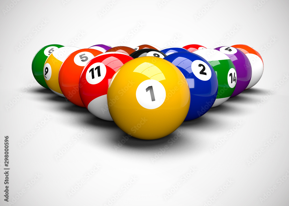 American Pool Billiards Balls Table Set Up 3D Render American Pool Billiards Balls Table Set Up 3D Render