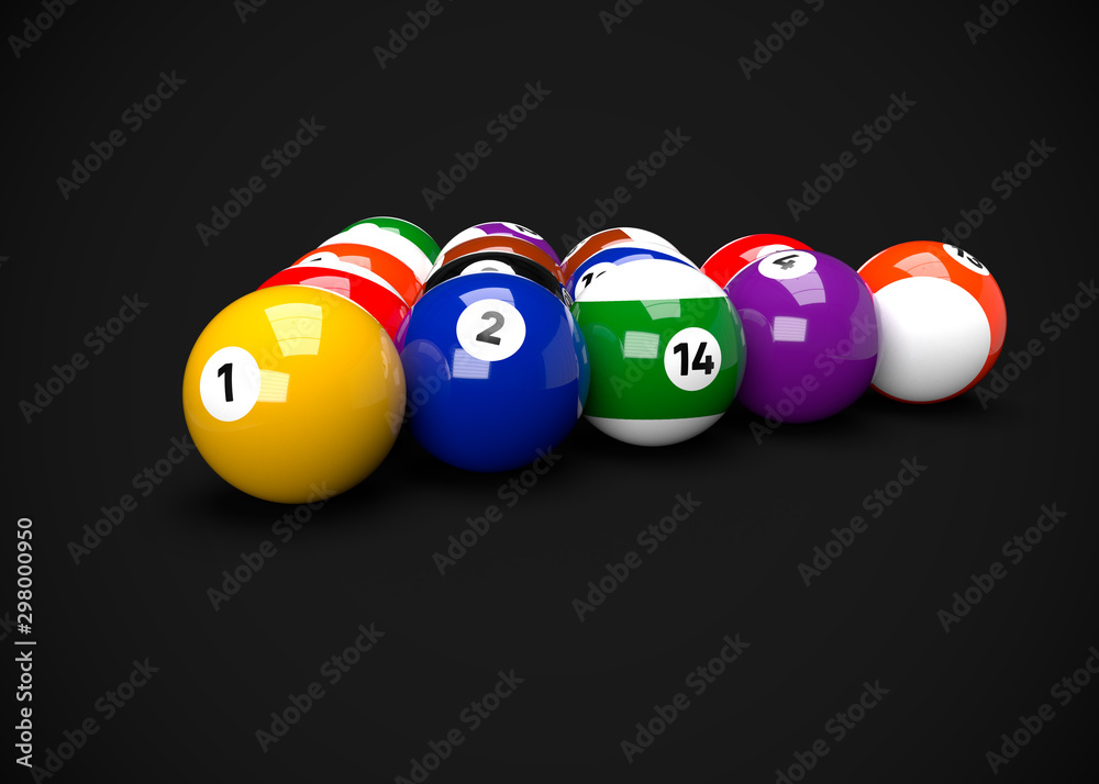 American Pool Billiards Balls Table Set Up 3D Render American Pool Billiards Balls Table Set Up 3D Render