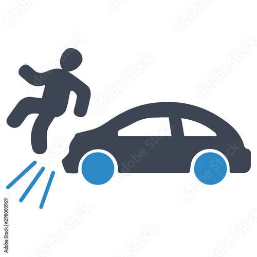 Road accidents safety and insurance concept, Man is being hit by a Vehicle vector icon design