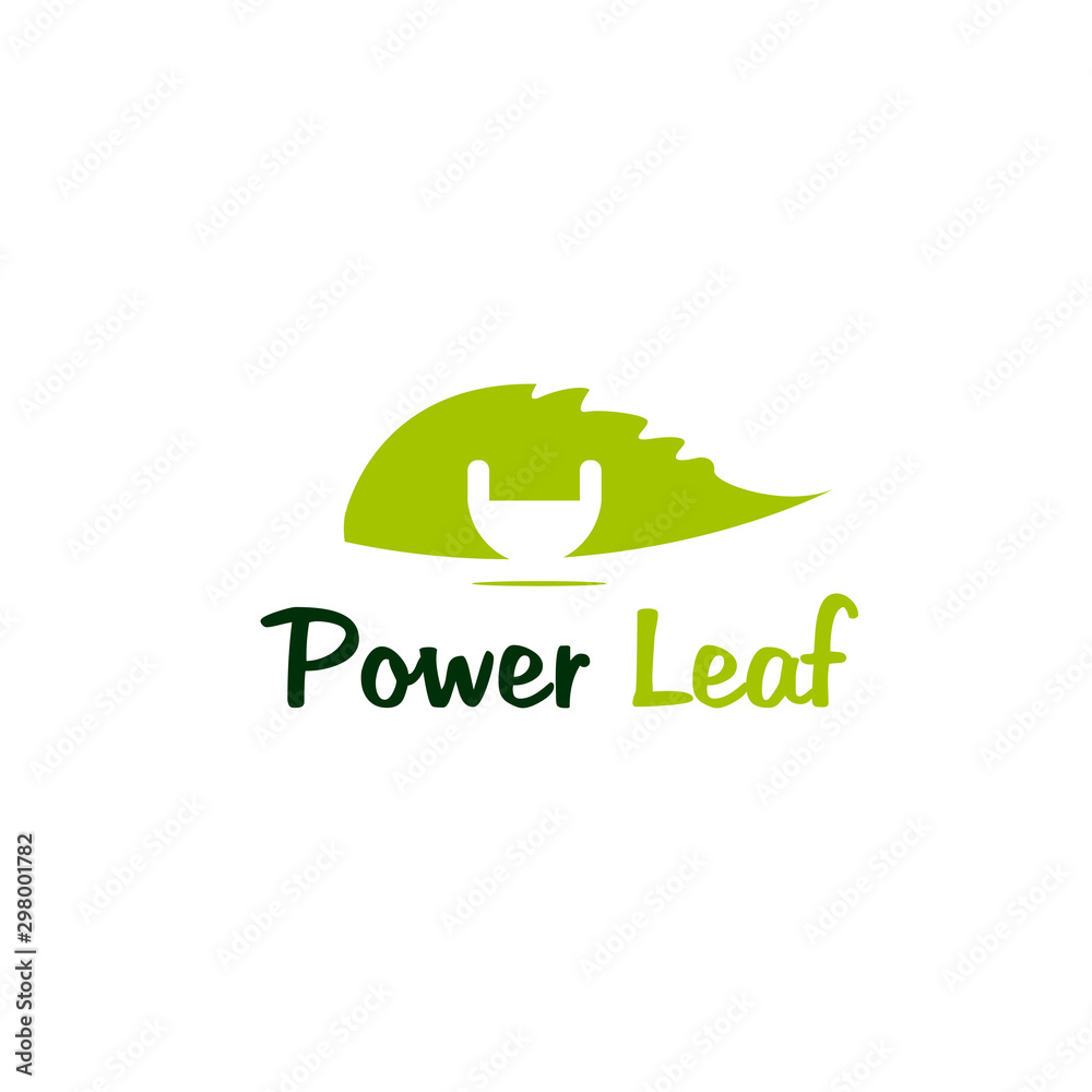 Fototapeta premium power leaf green logo design vector