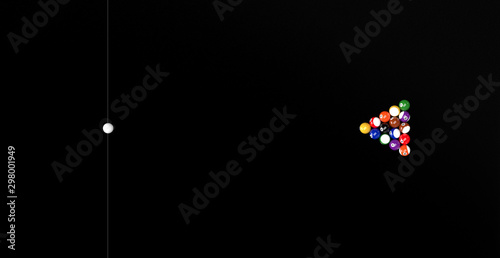 American Pool Billiards Balls Table Set Up 3D Render