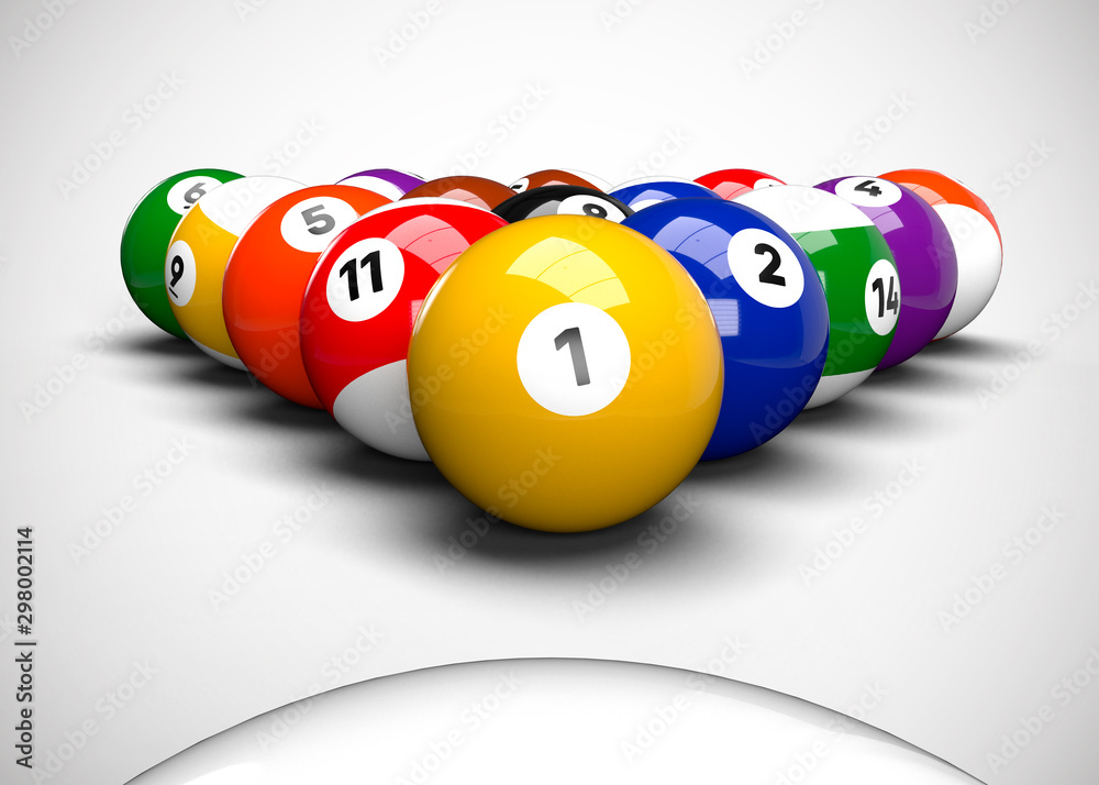 American Pool Billiards Balls Table Set Up 3D Render American Pool Billiards Balls Table Set Up 3D Render