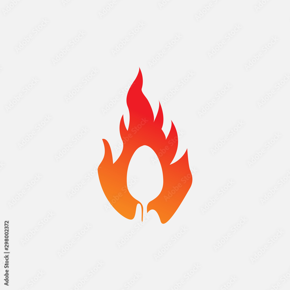 spoon fire logo design vector