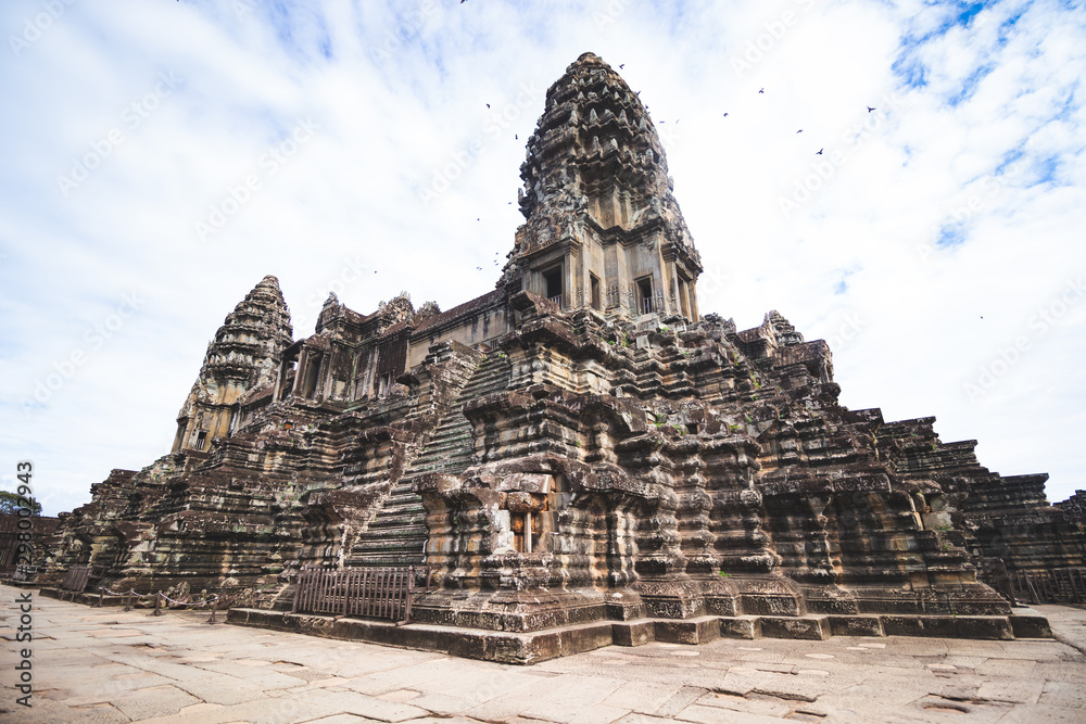 Main central temple inside Angkor Wat, Cambodia. Main central temple inside Angkor Wat, Cambodia.