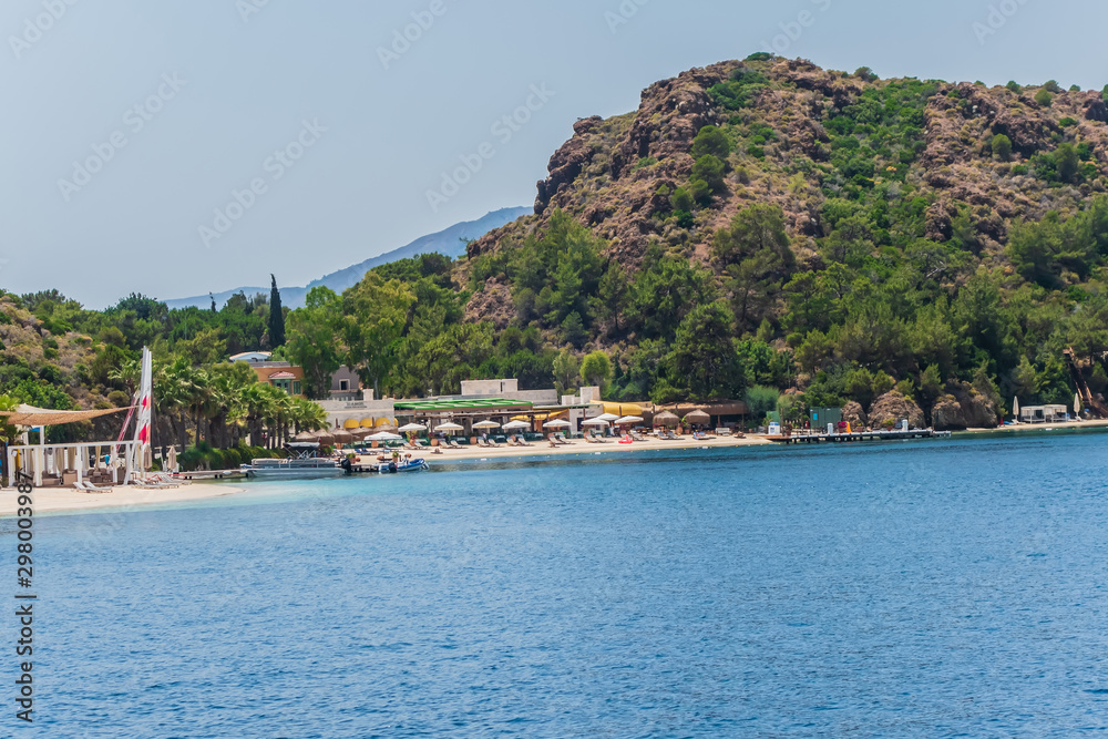 Aegean sea landscape resort beach Turkey