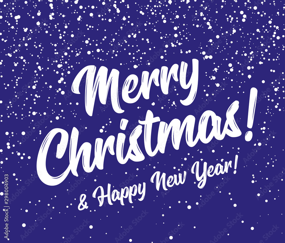 Merry christmas and happy new year snow background. Round snowflakes on a background of blue sky. Vector