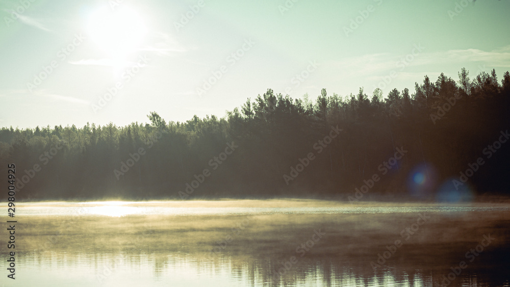 Fototapeta premium foggy morning on the lake