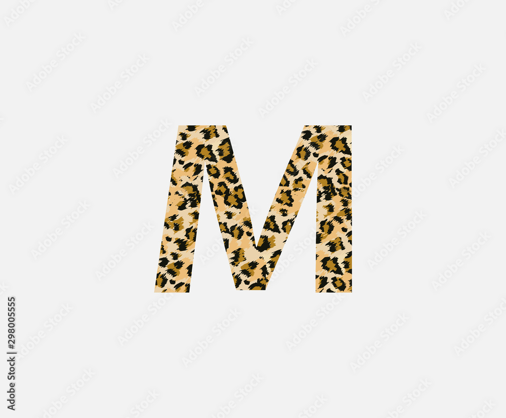 Letter M Leopard Letter Icon , Wild life animal letter M Cheetah Letter Icon. Animal Design Concept.
