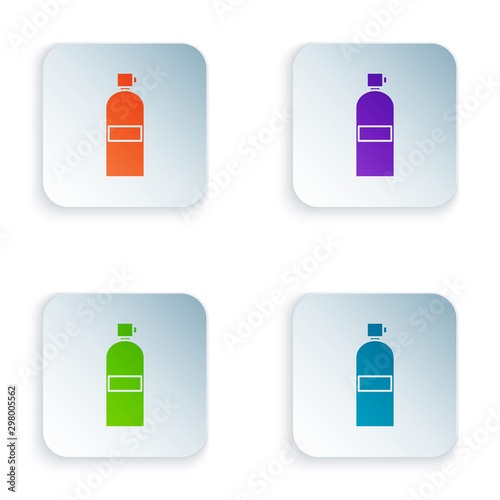 Color Aqualung icon isolated on white background. Oxygen tank for diver. Diving equipment. Extreme sport. Diving underwater equipment. Set icons in colorful square buttons. Vector Illustration